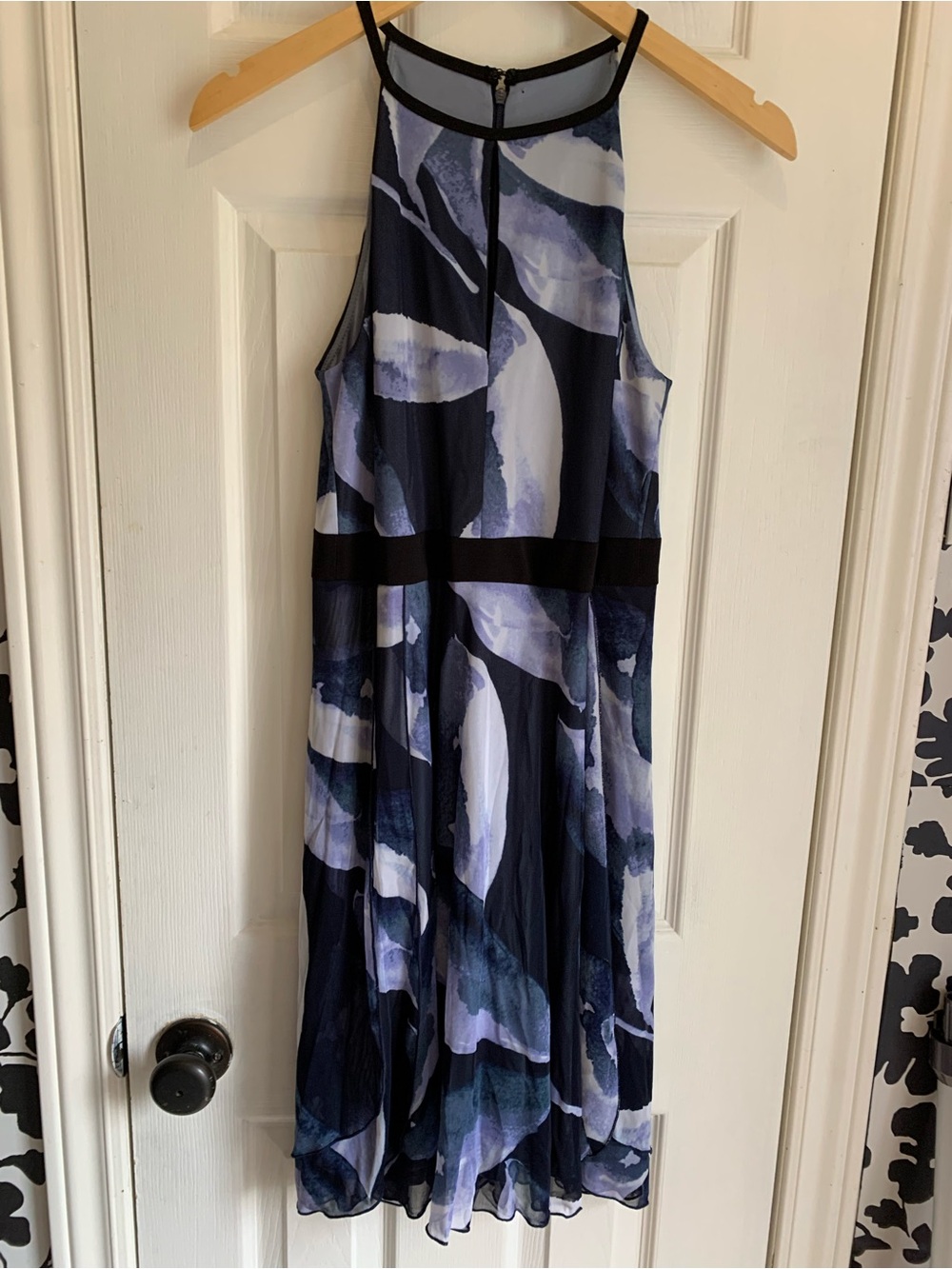 le chateau Navy Fairycore feminine flowy spring Midi Dress floral